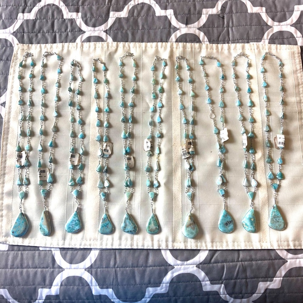 Bundle of 7 Turquoise Silver Dominican Republic Necklaces